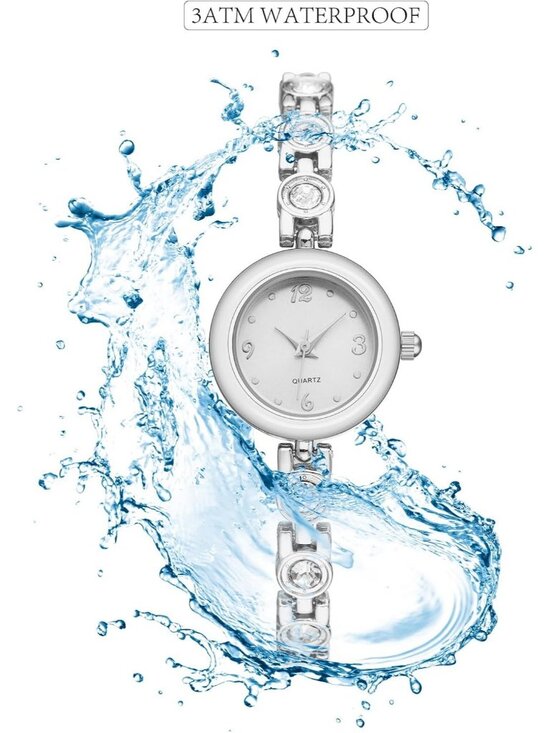 Women\'s Silver Small Thin Analog Bracelet Quartz Dainty Waterproof Wrist Watch main image 6